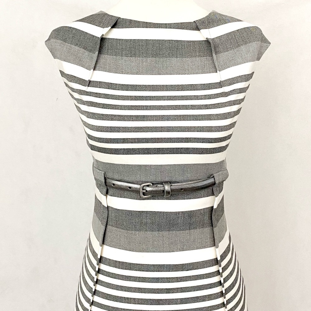 Calvin Klein Gray Striped Belted Sheath Dress - Picture 4 of 11